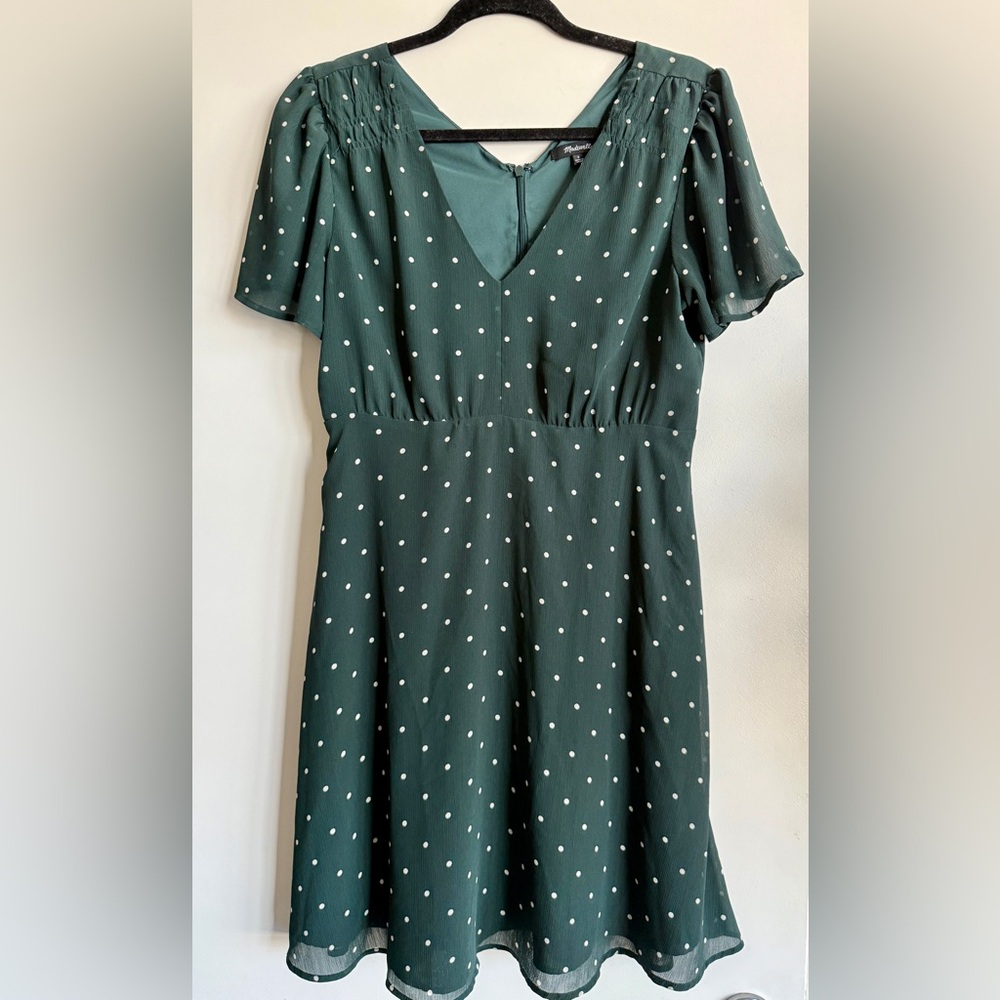 Madewell Teal Dress with White Dots